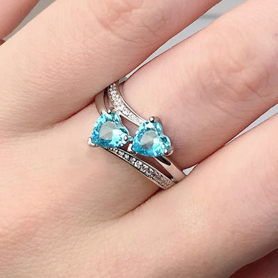 Double Hearted Zirconia Ring~