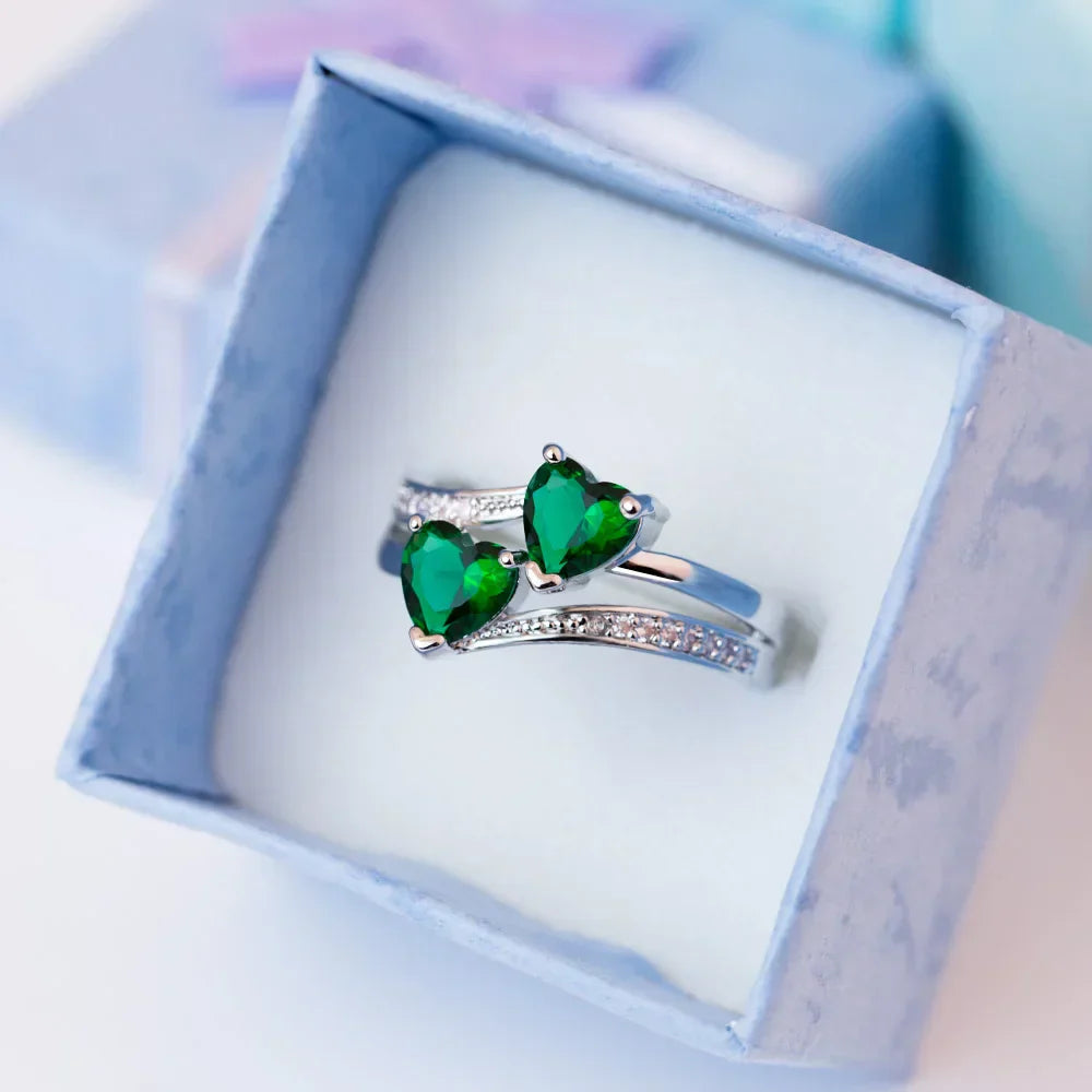 Double Hearted Zirconia Ring~