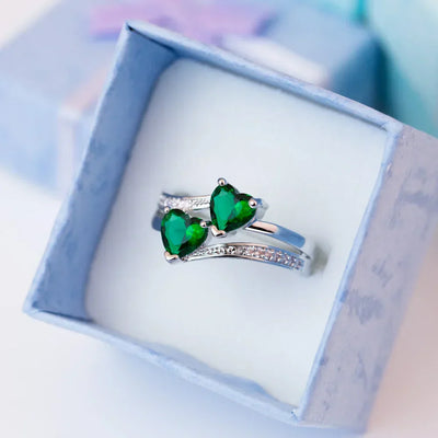 Double Hearted Zirconia Ring~