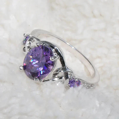 Charming Purple Cubic Zirconia Crystal Ring~