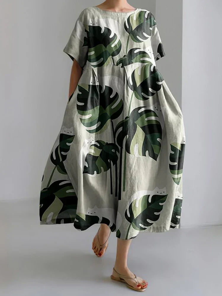 Dress in Tropical Canopy Pattern