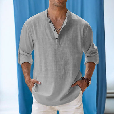 Logan – Casual Linen Henley Shirt