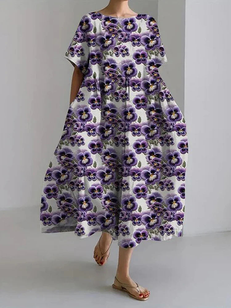 Dress Featuring Artistic Botanical Motif