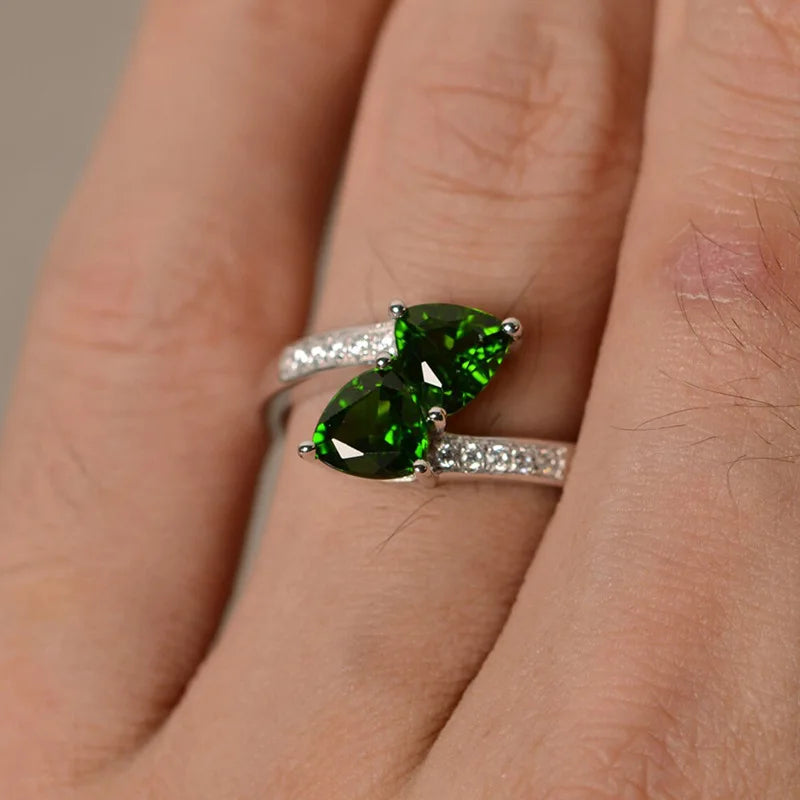 Double Hearted Zirconia Ring~
