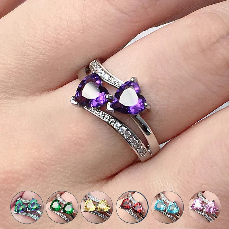 Double Hearted Zirconia Ring~