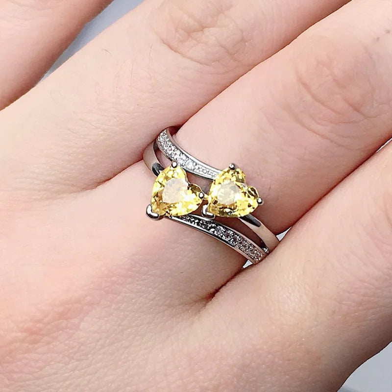 Double Hearted Zirconia Ring~