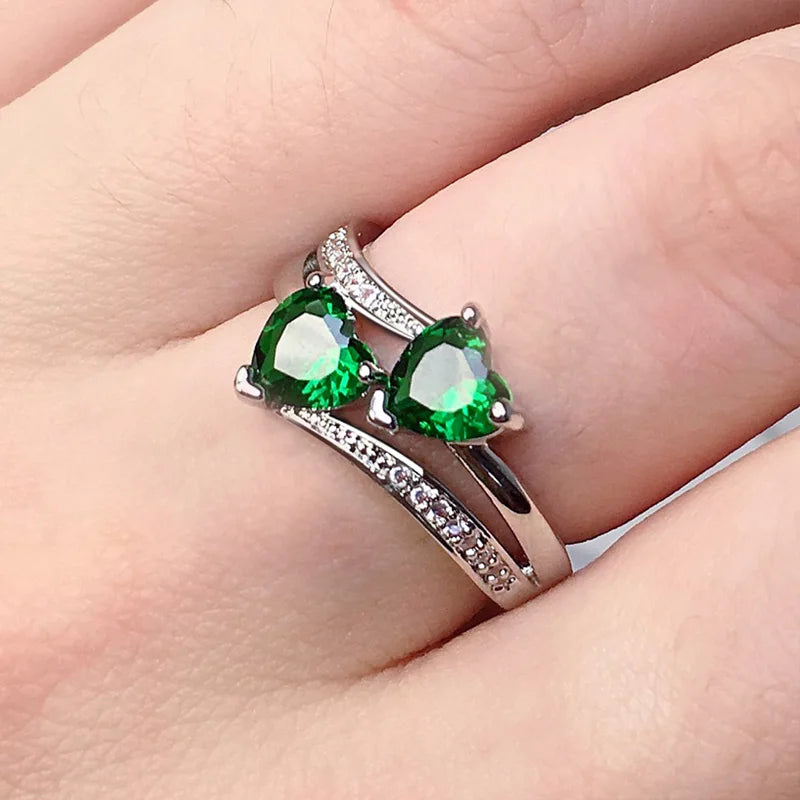 Double Hearted Zirconia Ring~