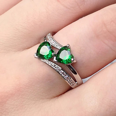 Double Hearted Zirconia Ring~