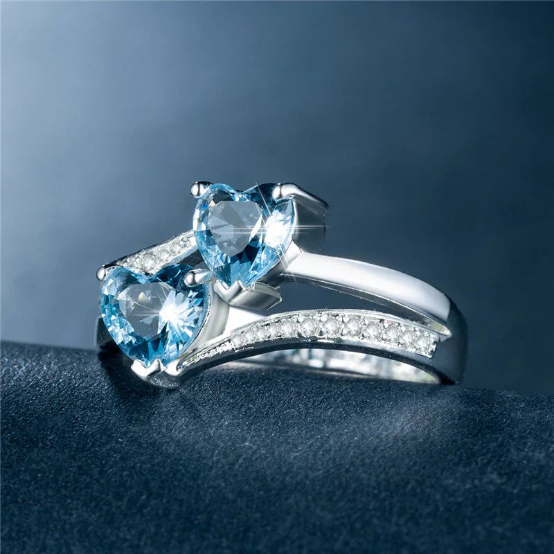 Double Hearted Zirconia Ring~