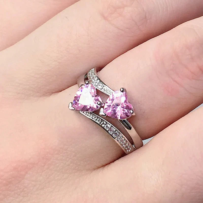Double Hearted Zirconia Ring~