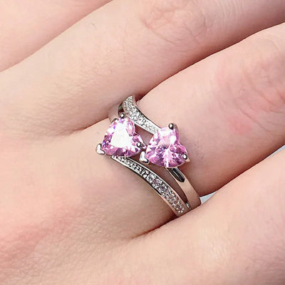Double Hearted Zirconia Ring~