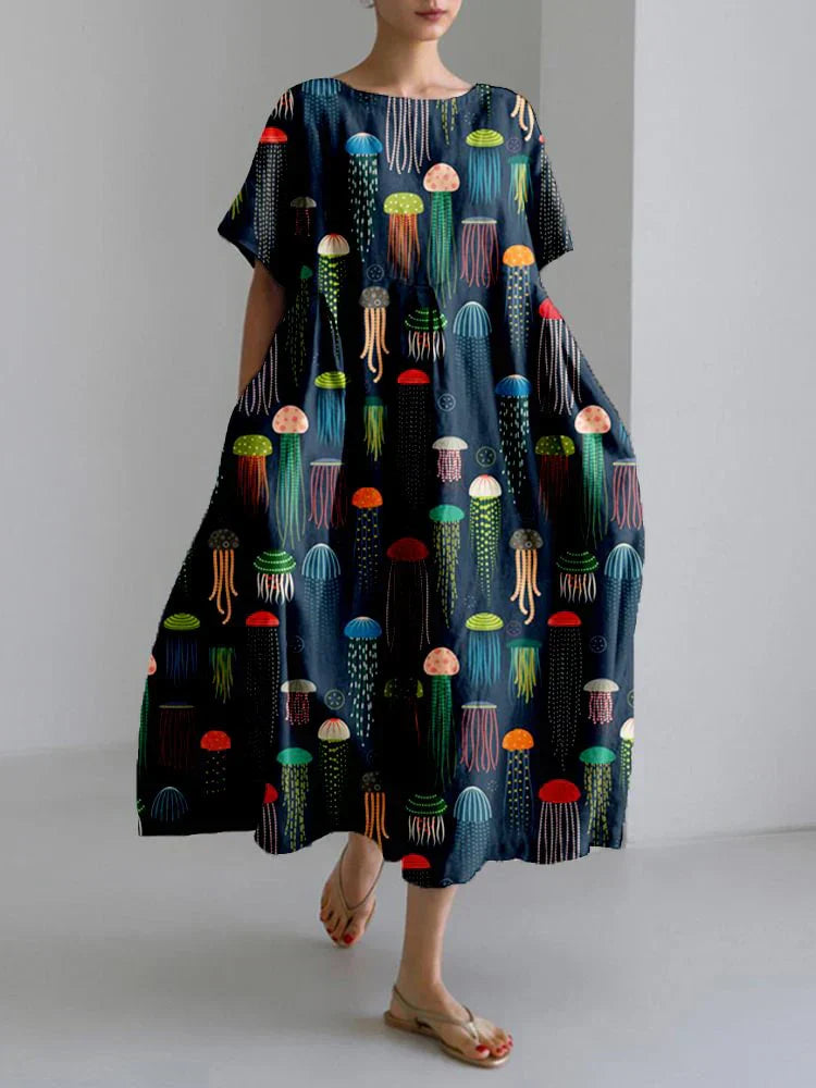 Dress in Gentle Ocean Pattern