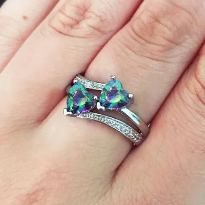 Double Hearted Zirconia Ring~