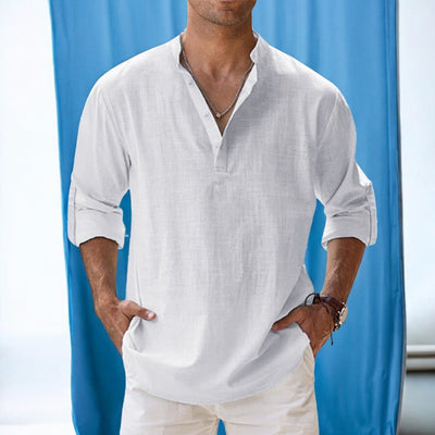 Logan – Casual Linen Henley Shirt