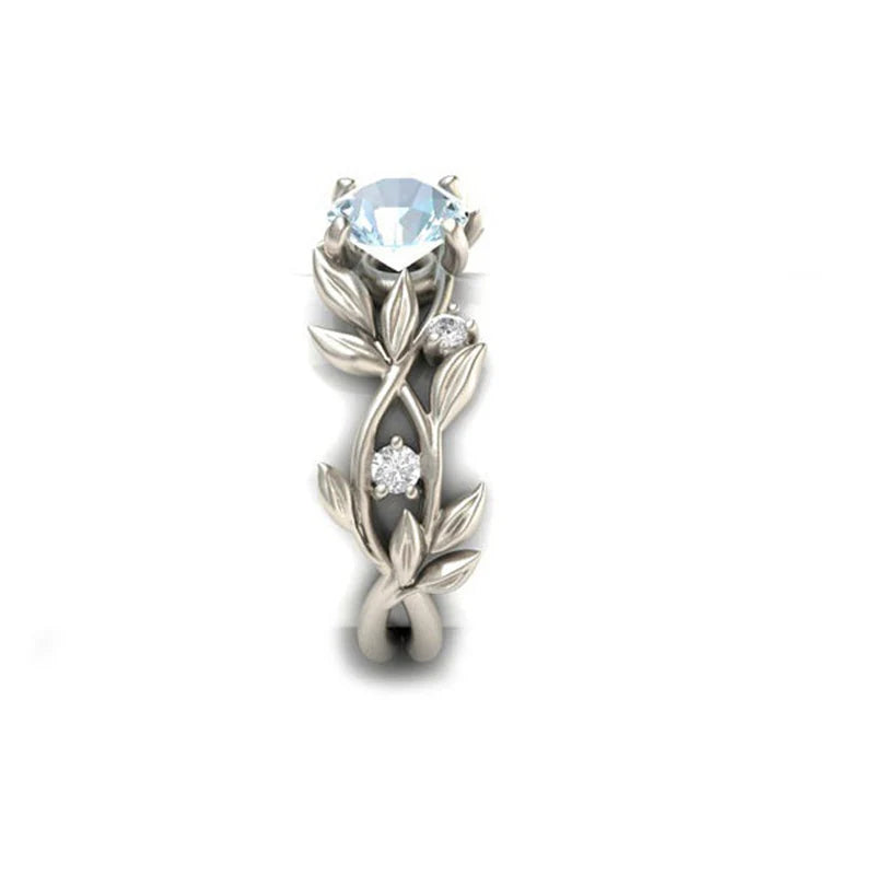 Olive Leaves Zirconia Ring~