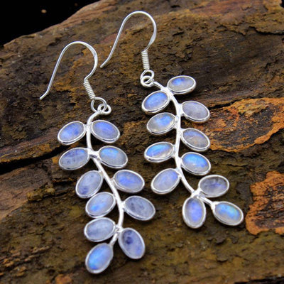 Aurora – Rainbow Moonstone Dangle Earrings