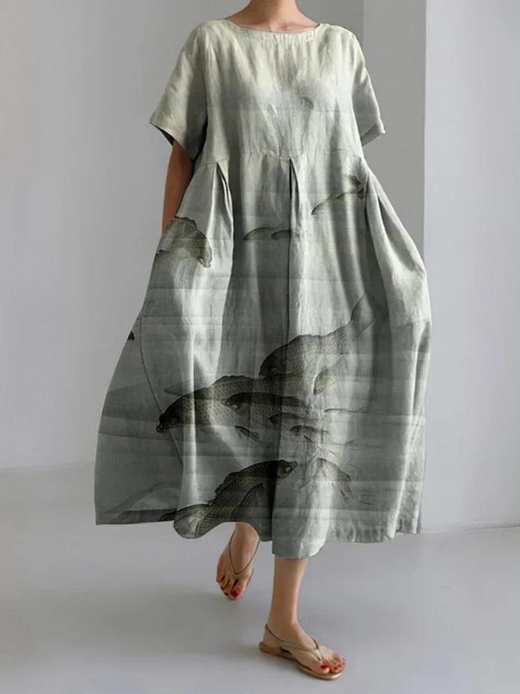 Dress in Gentle Ocean Motif