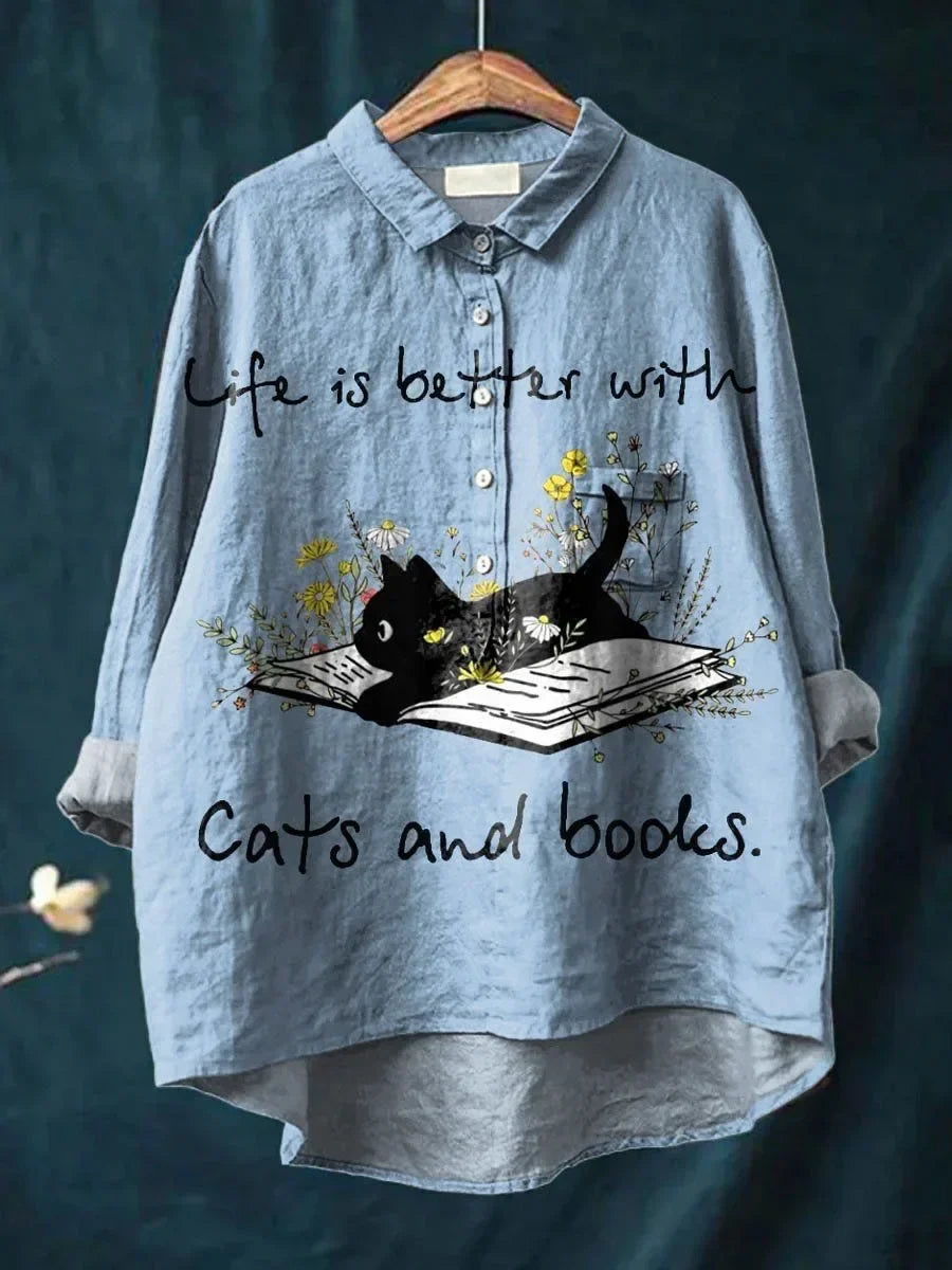 Bookish – Cat Button-Up Shirt