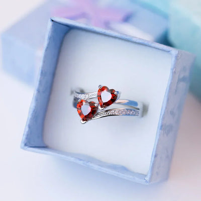 Double Hearted Zirconia Ring~