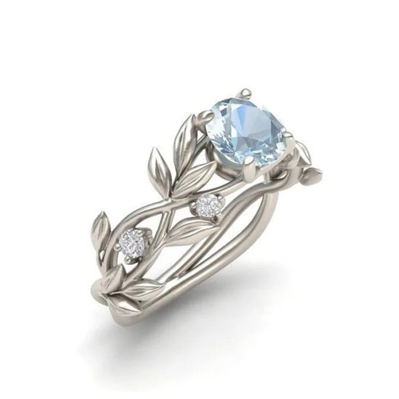 Olive Leaves Zirconia Ring~