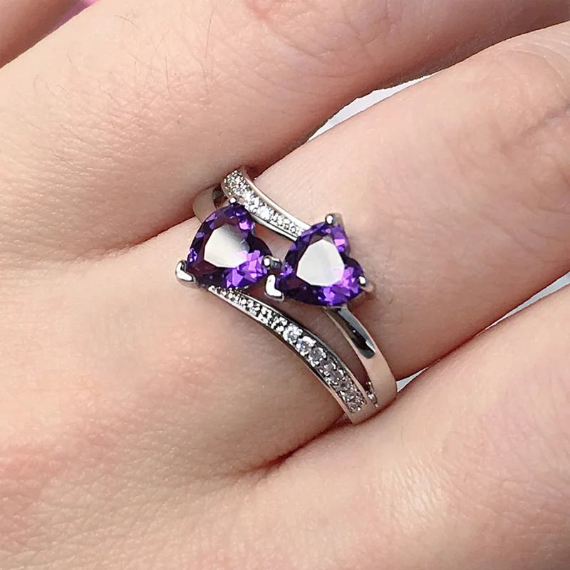 Double Hearted Zirconia Ring~