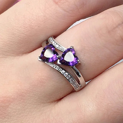 Double Hearted Zirconia Ring~