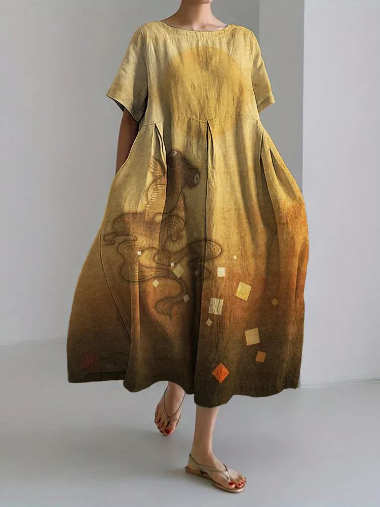 Dress with Yellow Ocean Print