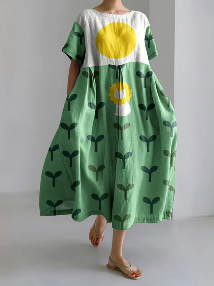 Dress in Golden Bloom Pattern