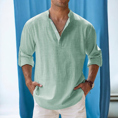 Logan – Casual Linen Henley Shirt