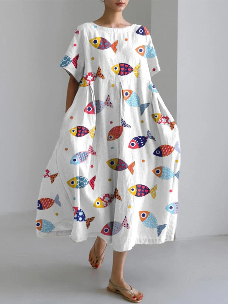 Dress with Subtle Aquatic Design