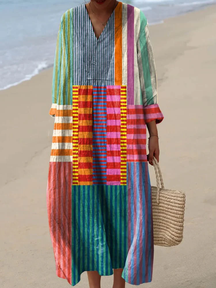 Diana – Retro Lines Flowy Dress