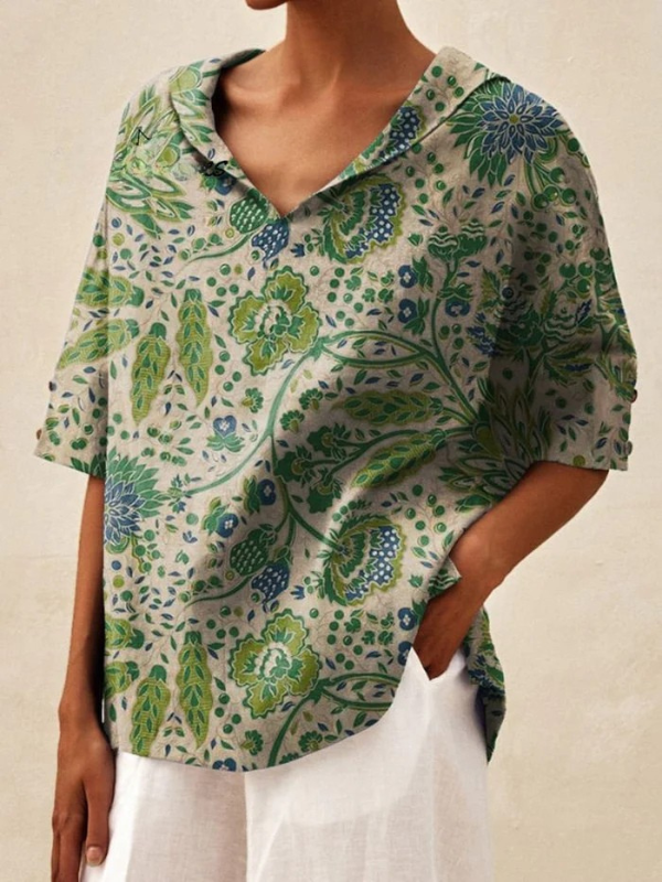 Elise – Floral V-Neck Blouse