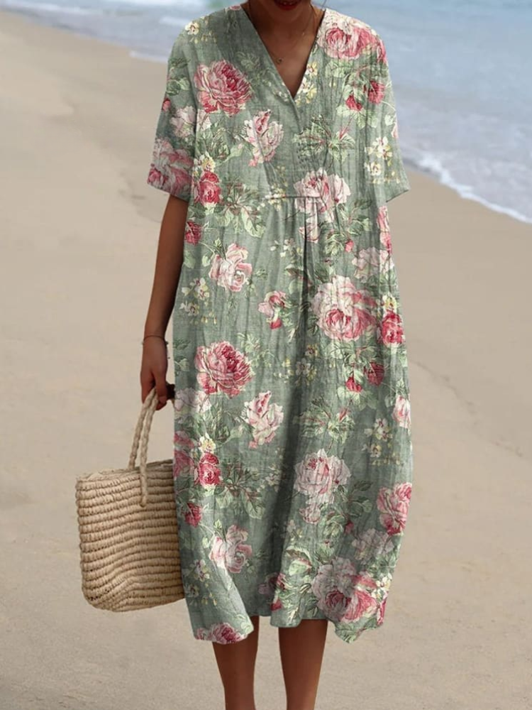 Clara – Vintage Rose Flowy Dress