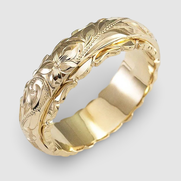 Vintage Gold Ring with a Flower Design~