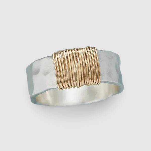 Vintage Silver Ring with Gold Filigree~