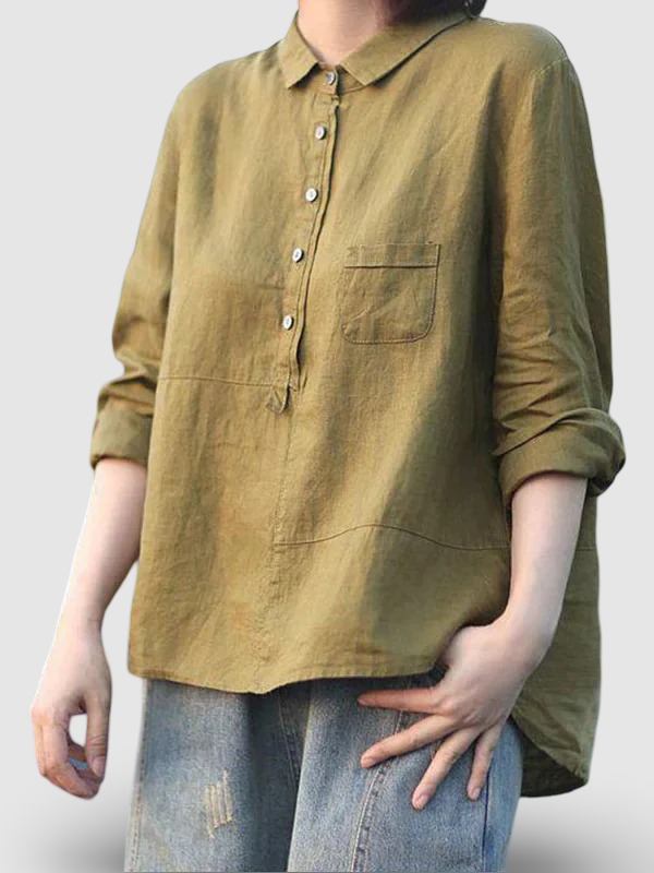 Emma – Lapel Neck Long-Sleeve Blouse