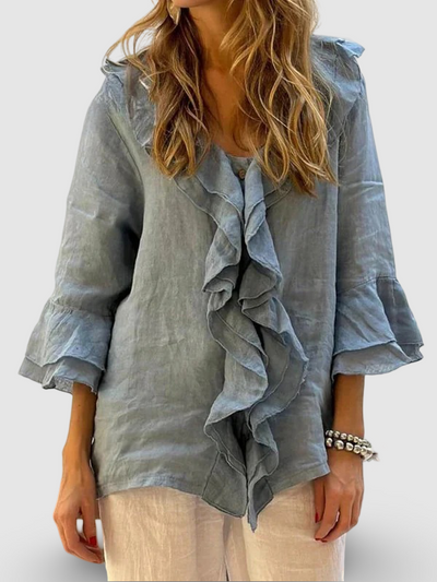 Lila – Ruffle Cotton Blouse