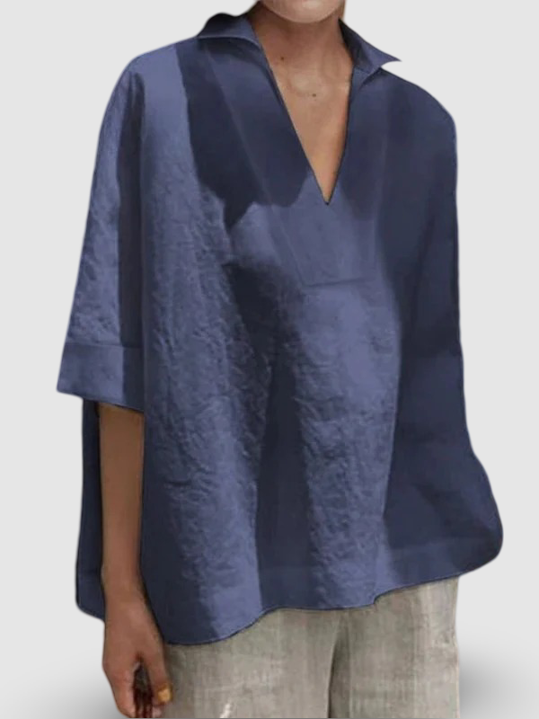 Emma – V-Neck Mid-Sleeve Blouse