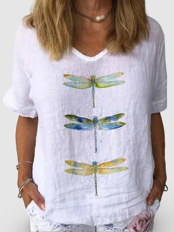 Julia – Watercolor Dragonfly Blouse