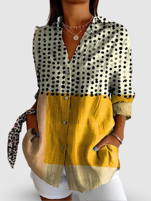 Sunny – Color-Blocked Dots Shirt