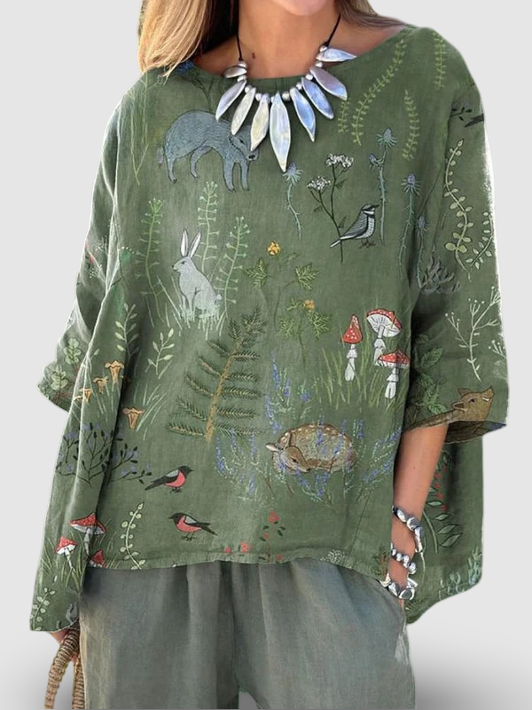 Hazel – Woodland Print Blouse