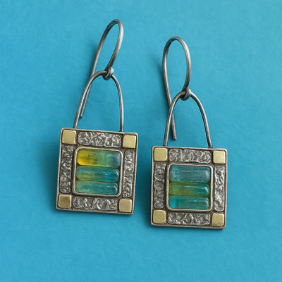 Lila – Blue Green Crystal Drop Earrings
