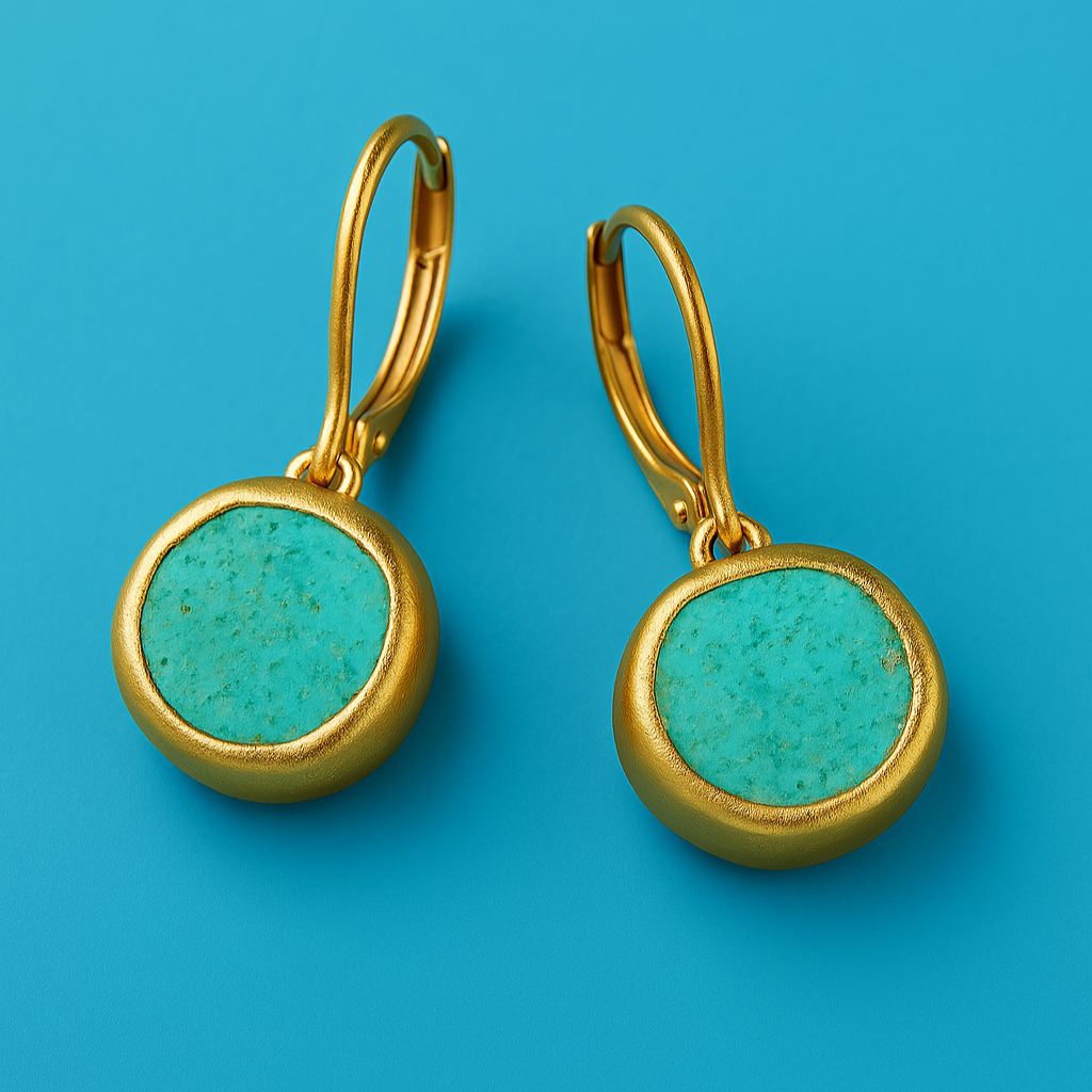 Amelie - Gold Earrings with Turquoise Stone