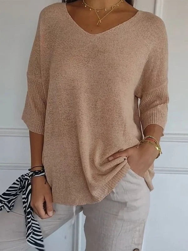 Elise – 3/4 Sleeve V-Neck Top