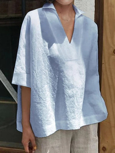 Emma – V-Neck Mid-Sleeve Blouse