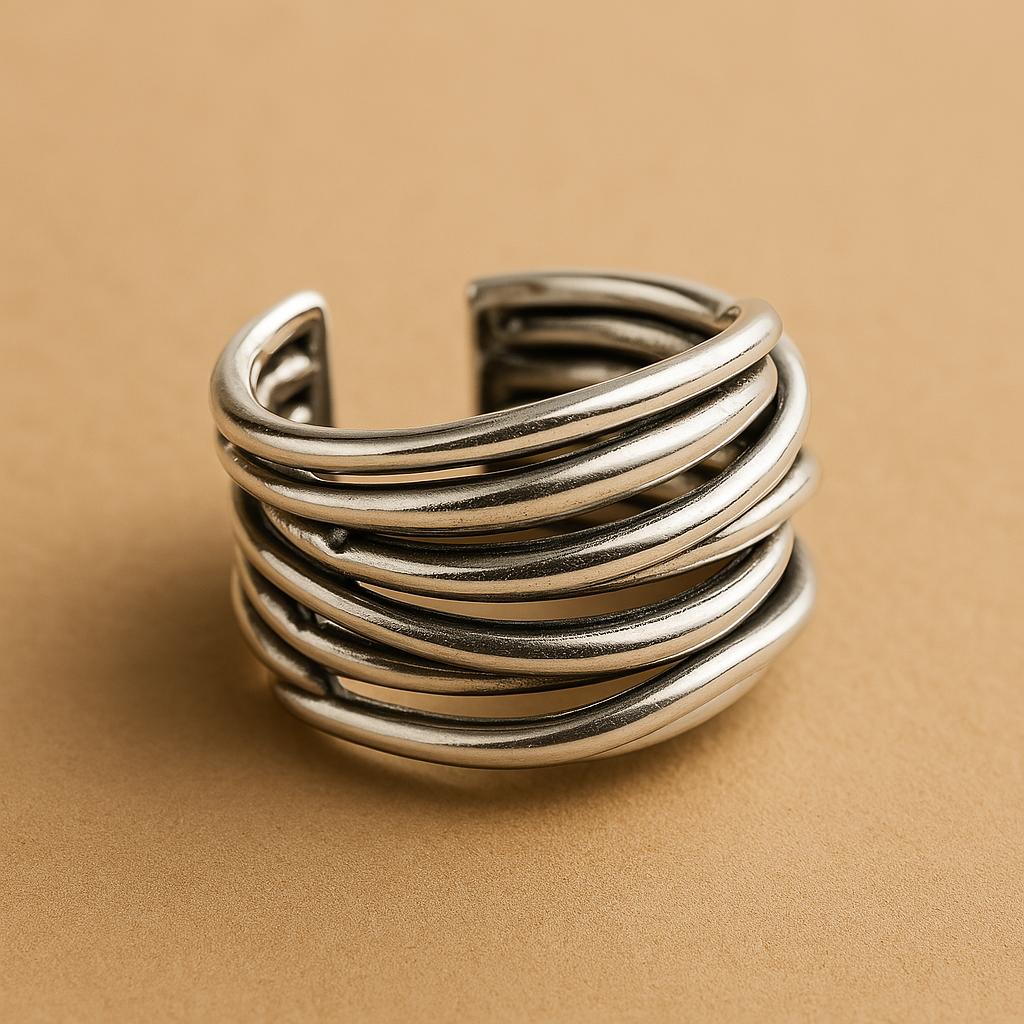 Clara – 925 Sterling Silver Adjustable Layered Ring
