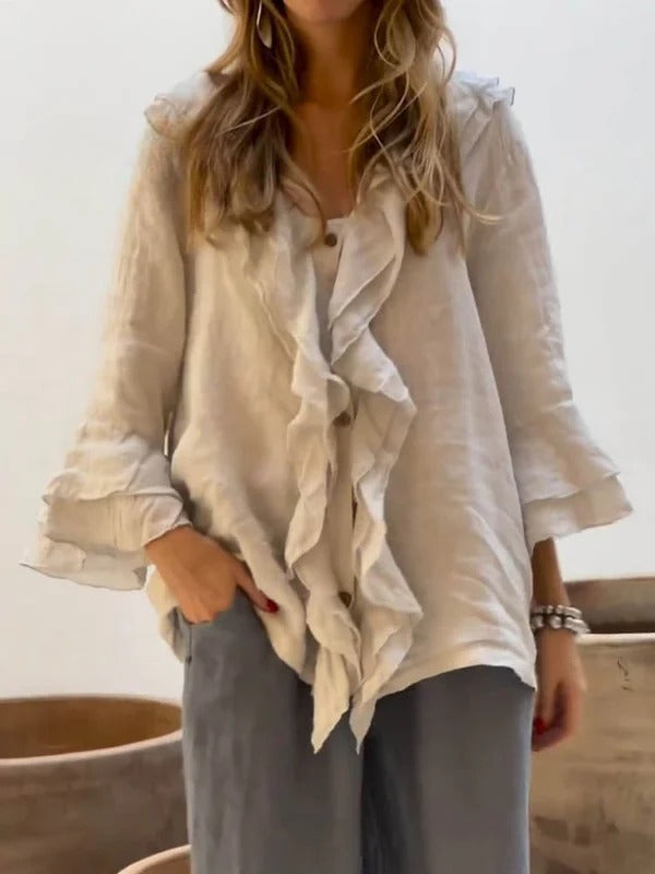 Lila – Ruffle Cotton Blouse