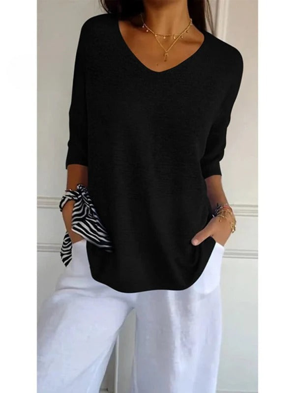 Elise – 3/4 Sleeve V-Neck Top