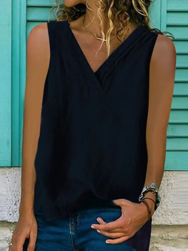 Lily – V-Neck Sleeveless Blouse