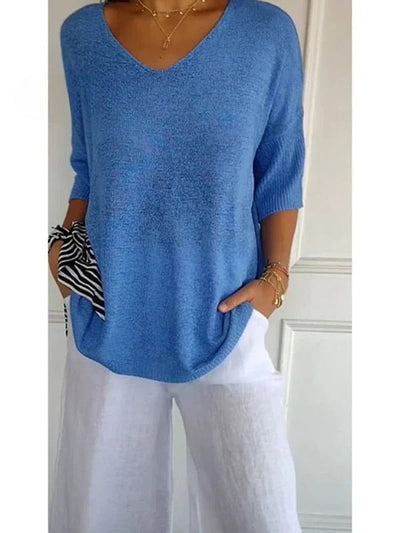 Elise – 3/4 Sleeve V-Neck Top